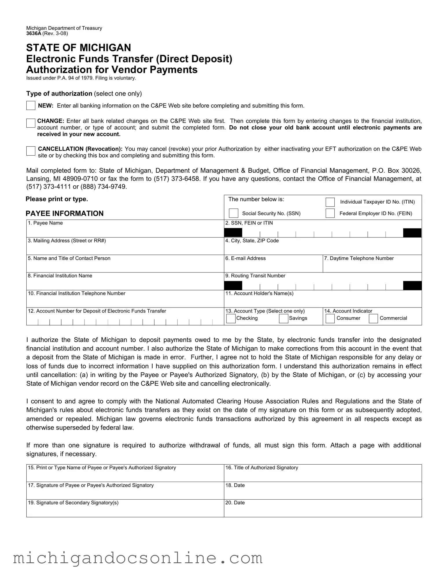 Blank 3636A Michigan PDF Form