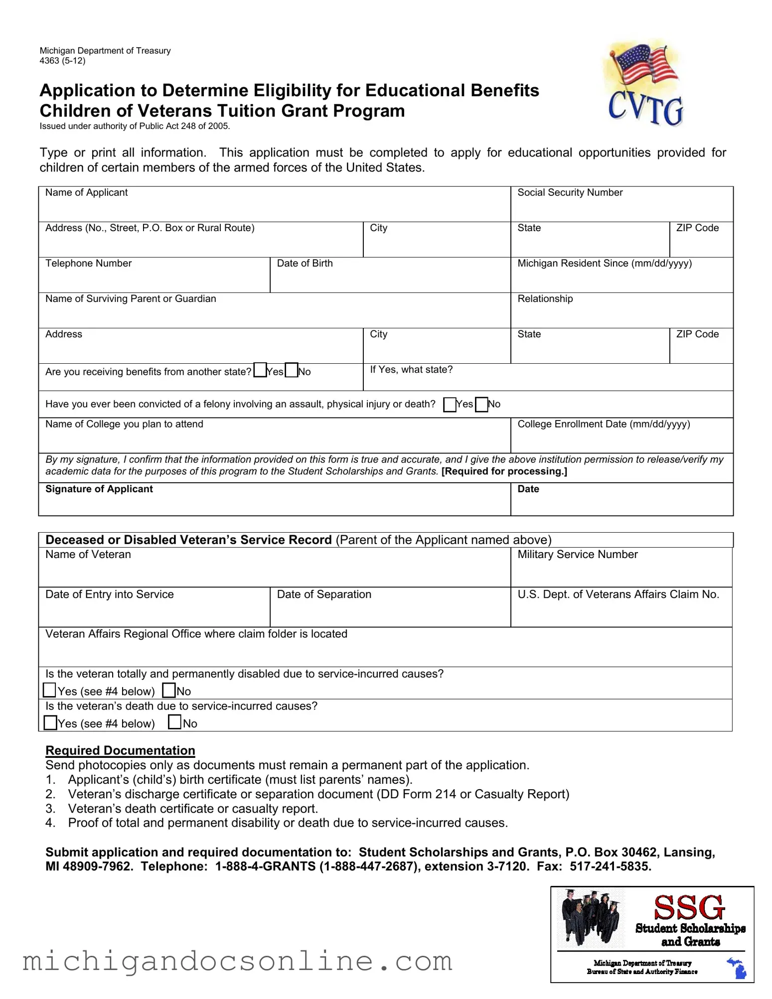 Blank Michigan 4363 PDF Form