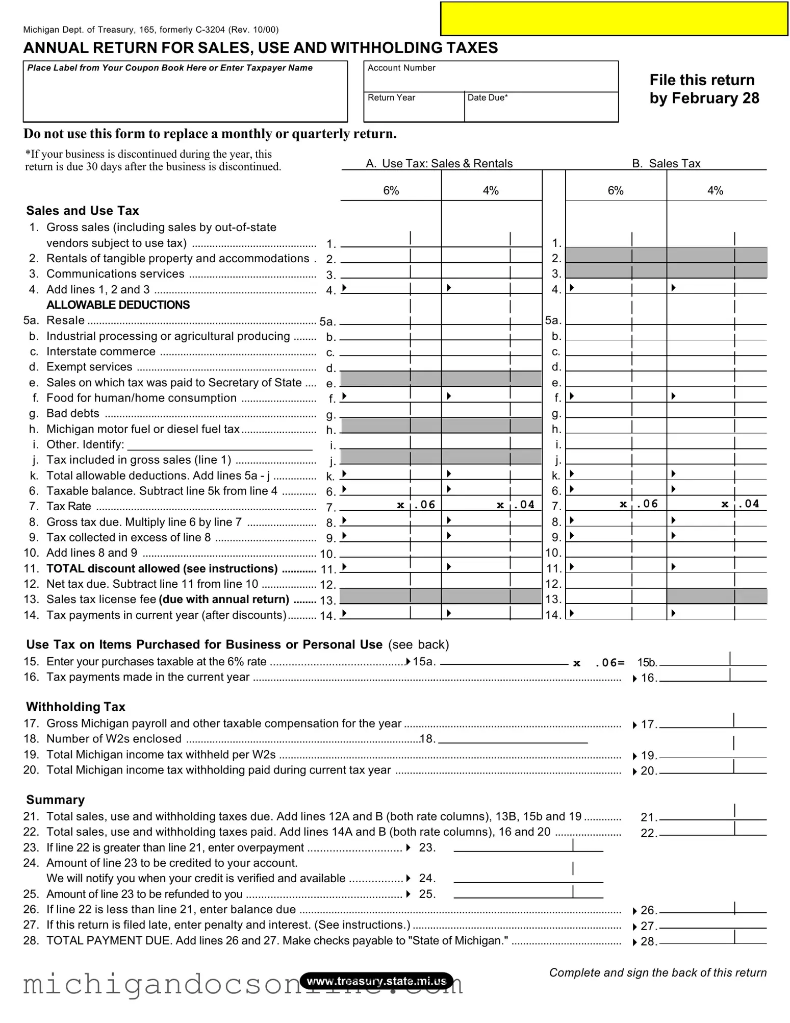 Blank Michigan C 3204 PDF Form
