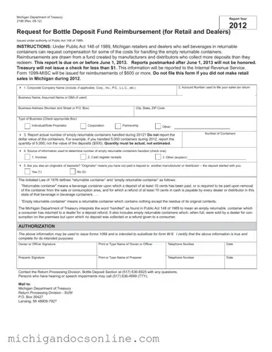 Blank Michigan 2196 PDF Form