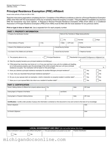 Blank Michigan 2368 PDF Form