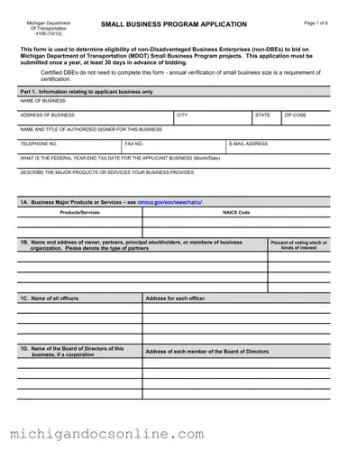 Blank Michigan 4106 PDF Form