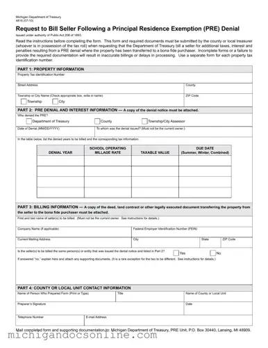 Blank Michigan 4816 PDF Form