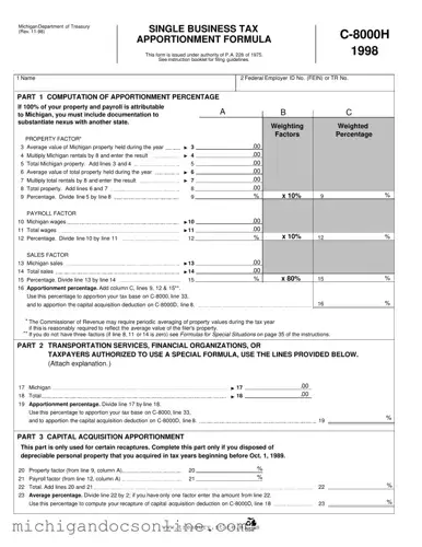 Blank Michigan C 8000H PDF Form
