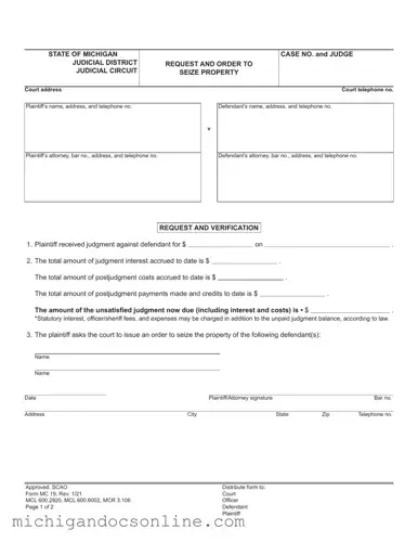 Blank Michigan Mc 19 PDF Form