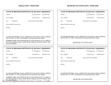Blank Michigan No Fault Insurance PDF Form
