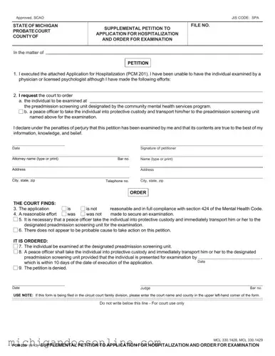 Blank Pcm 209 Michigan PDF Form