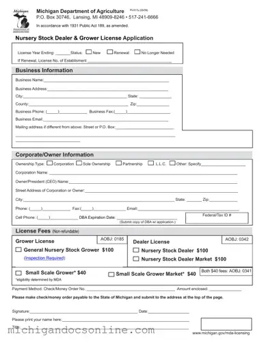 Blank Pi 017S Michigan PDF Form