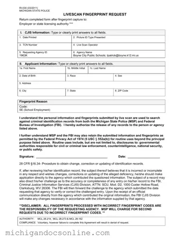 Blank Ri 030 Michigan PDF Form